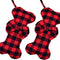 2 Pack Pet Dog Christmas Stockings Classic Buffalo Red Black Plaid Large Bone Shape Hanging Christmas Stocking for Dogs Pets