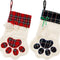 2 Pieces Buffalo Plaid Pet Stockings for Cats and Dogs - Paw Pattern Hanging Christmas Decorations